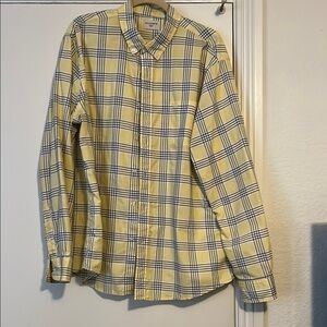 Yellow and Blue Plaid Men's Shirt